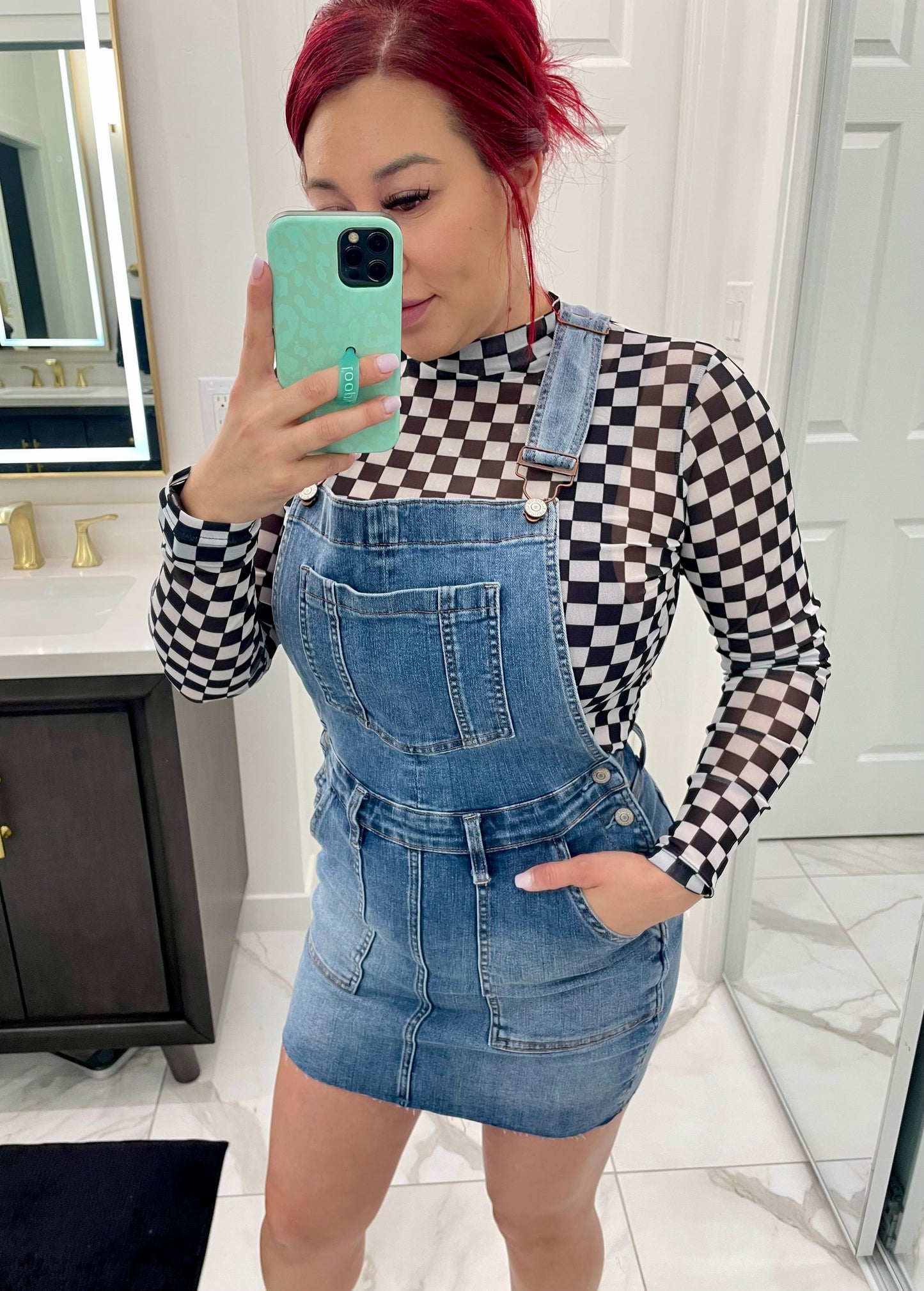 Raw Hem Overall Skirt Tummy Control - JUDY BLUES