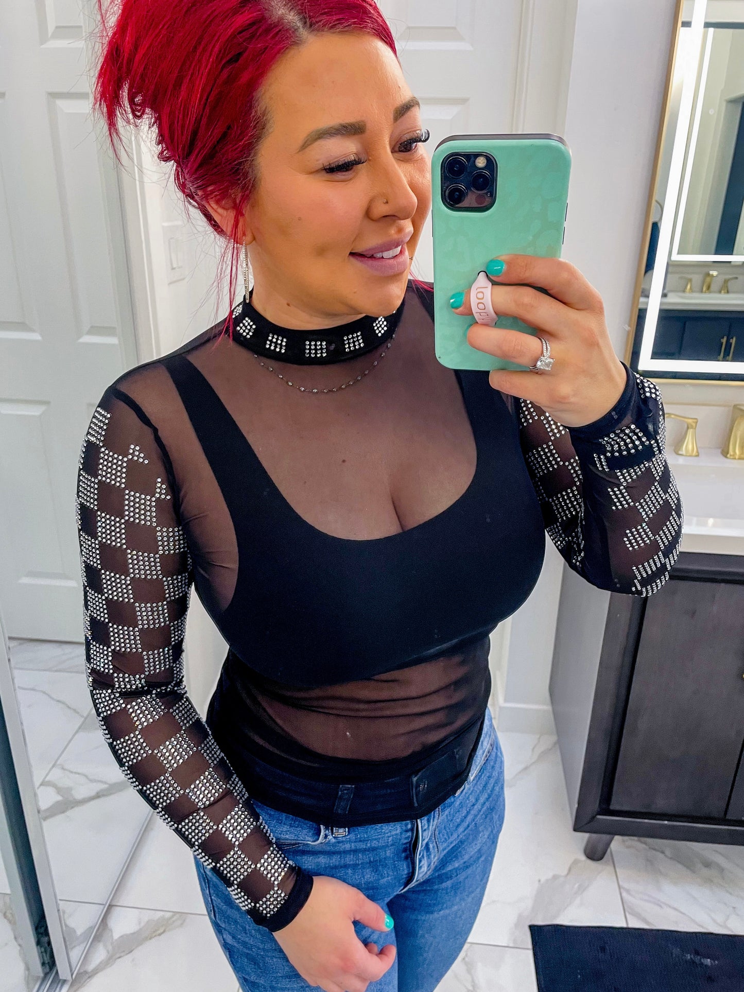 Checked Out Mesh Top