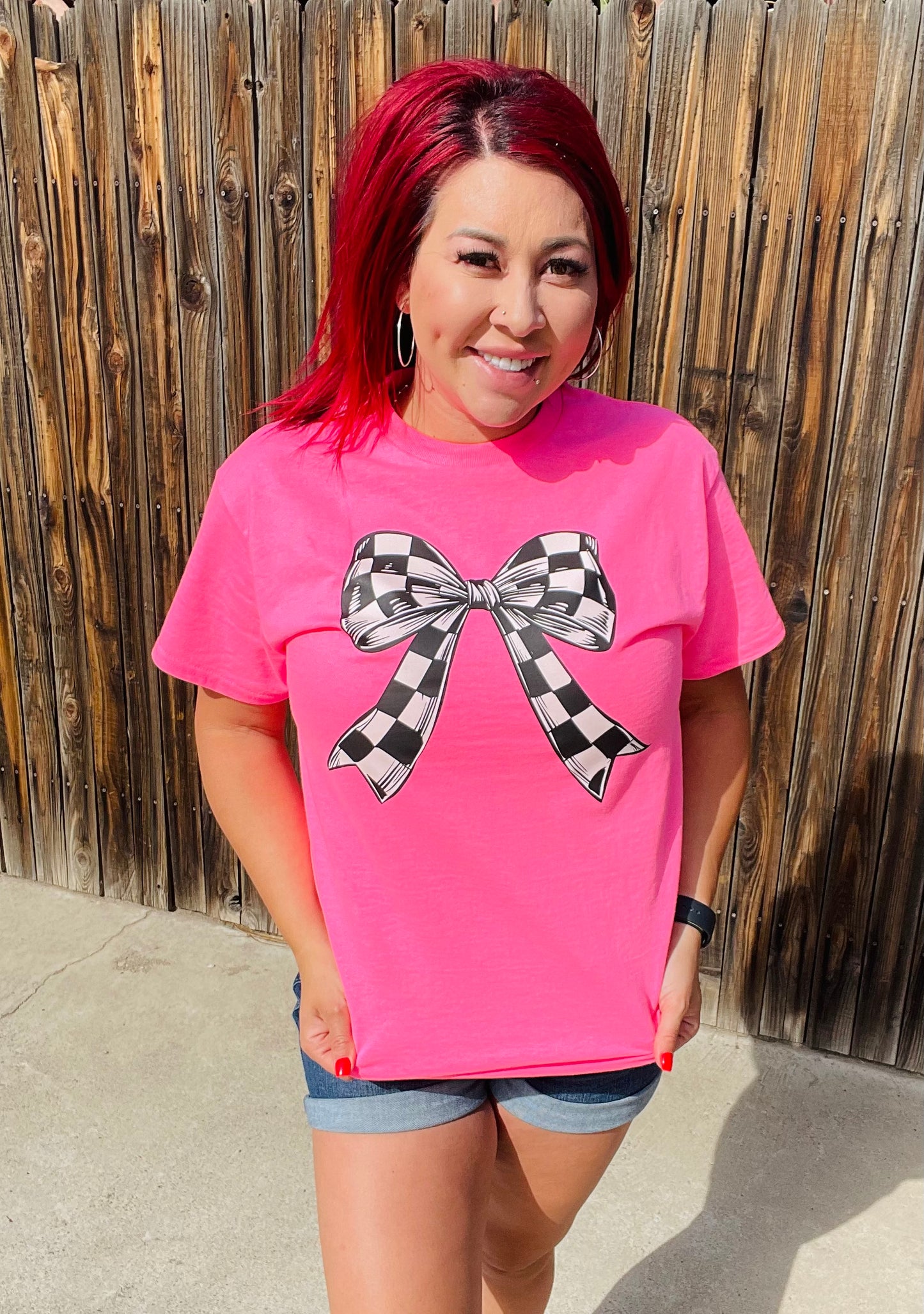Checkered Bow Tee