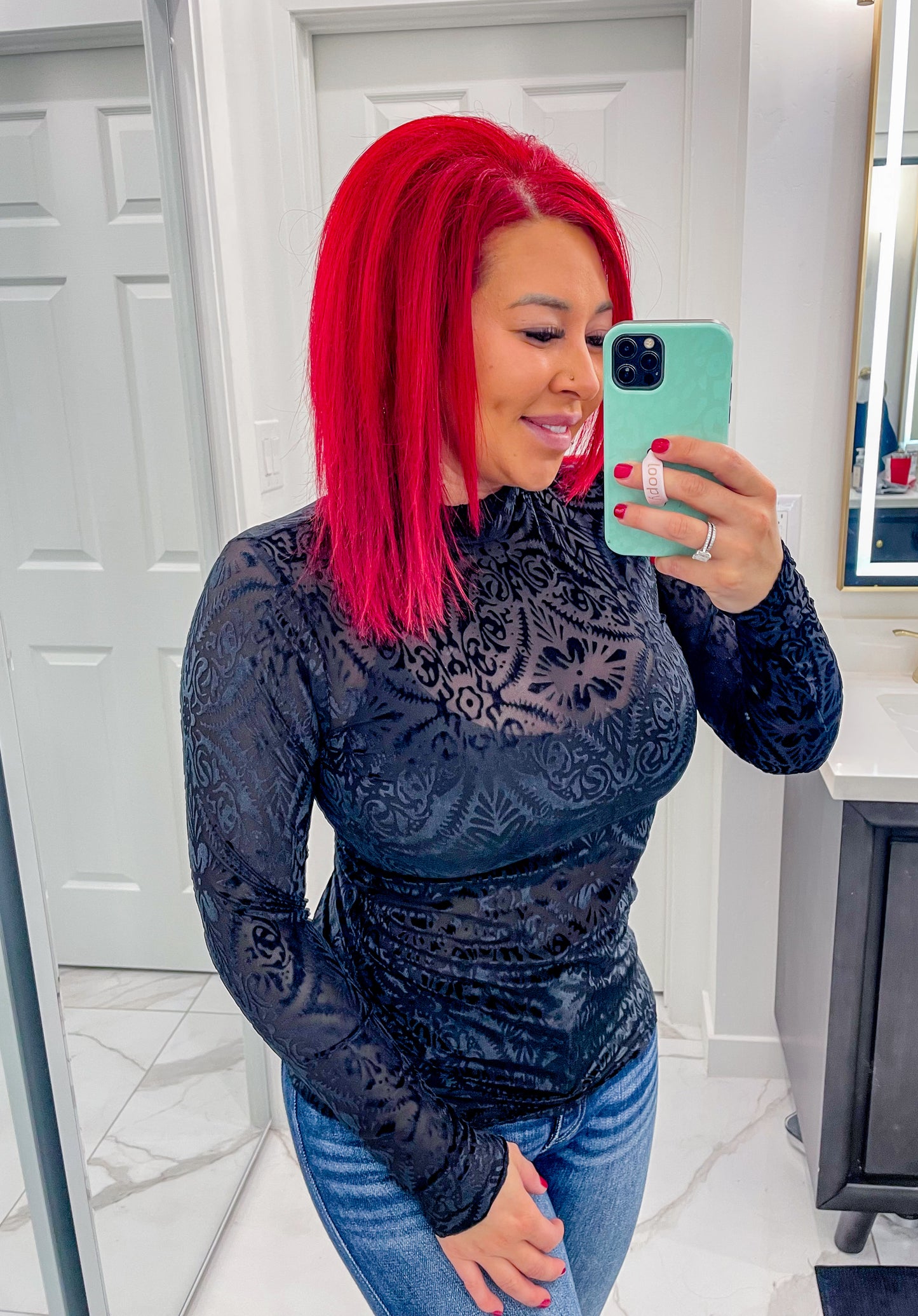 Western Glam Mesh Top