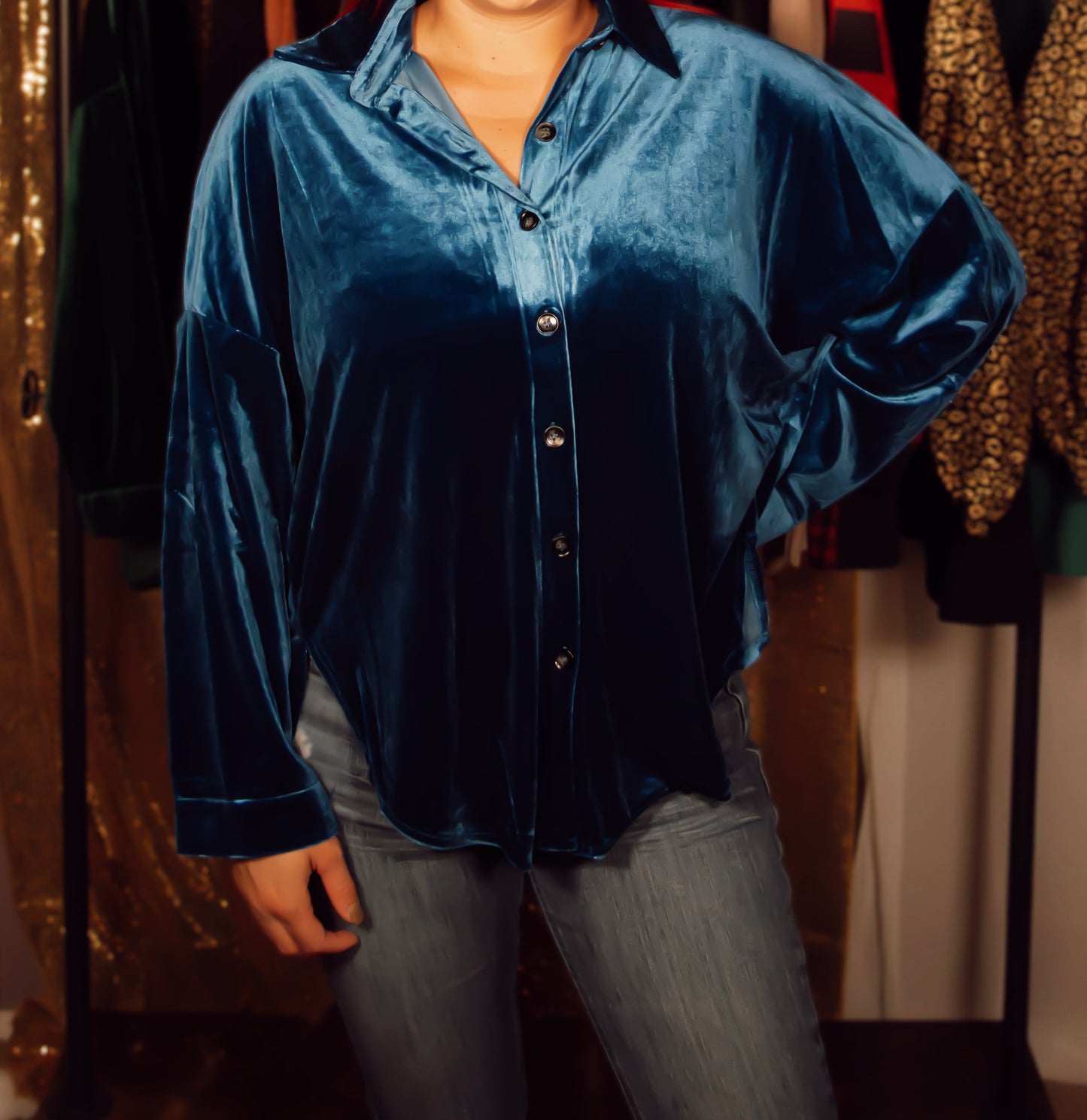 Kendall Velvet Top - Teal