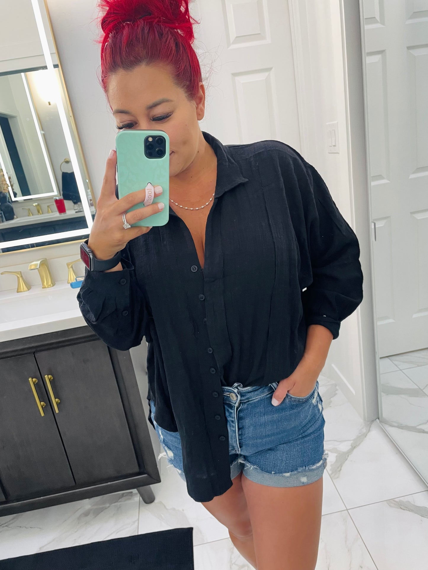 Jana High- Low Button Up