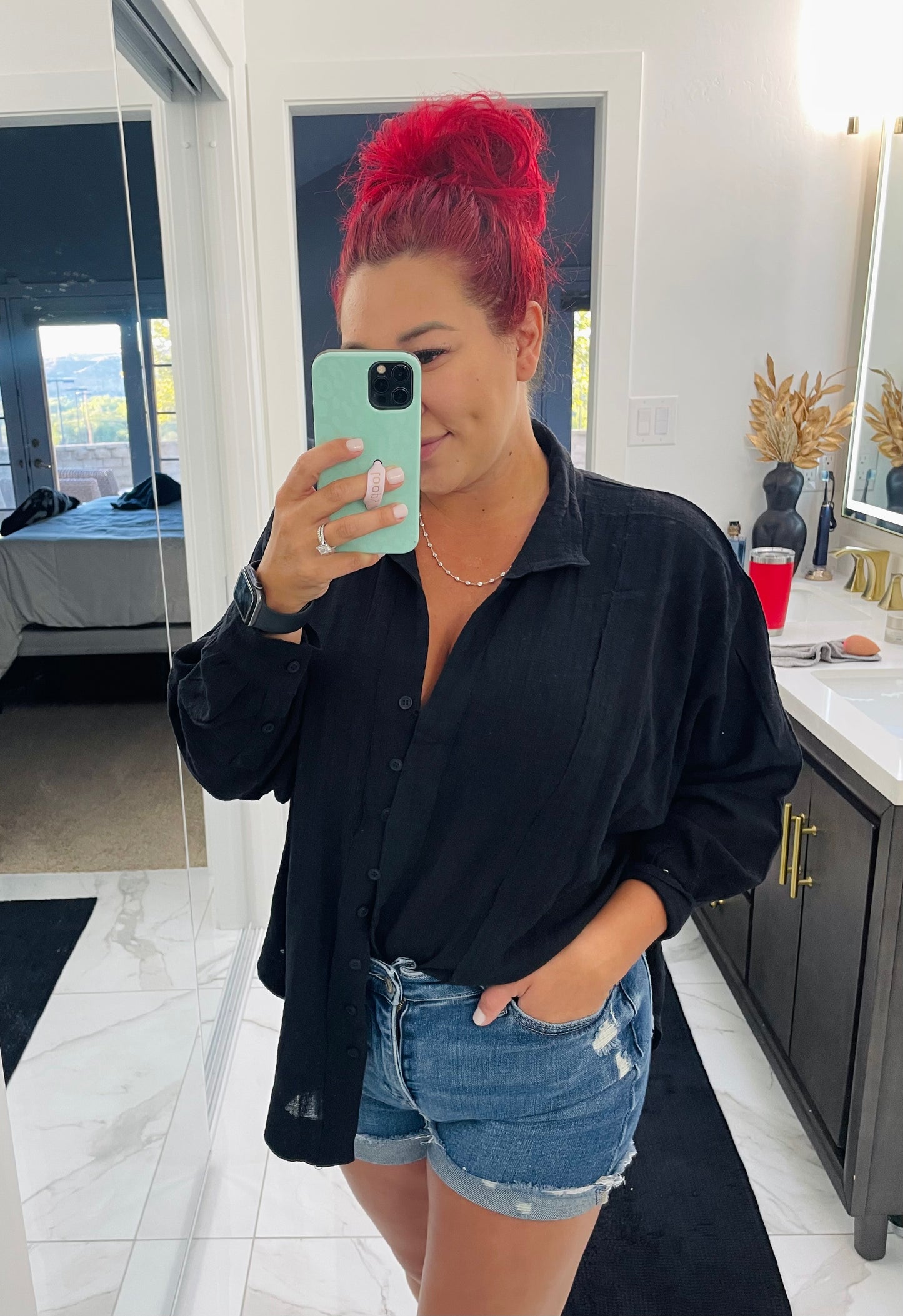 Jana High- Low Button Up