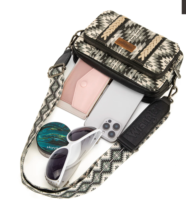 Wrangler Southwestern Pattern Crossbody Purse - Black