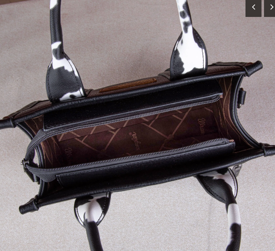 Wrangler Cow Print Concealed Carry Tote/Crossbody - Black