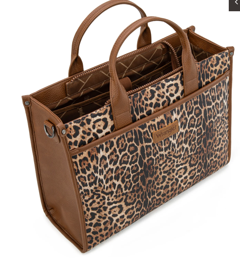 Wrangler Carry-All Large Tote Work Tote /Crossbody - Leopard