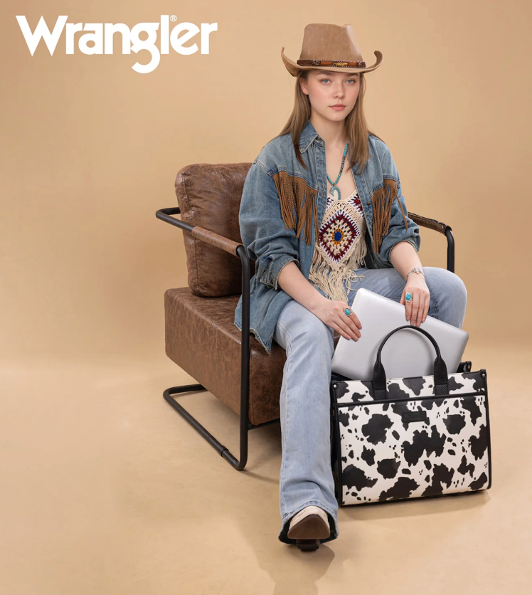 Wrangler Carry-All Large Tote Work Tote /Crossbody - Cow-Black
