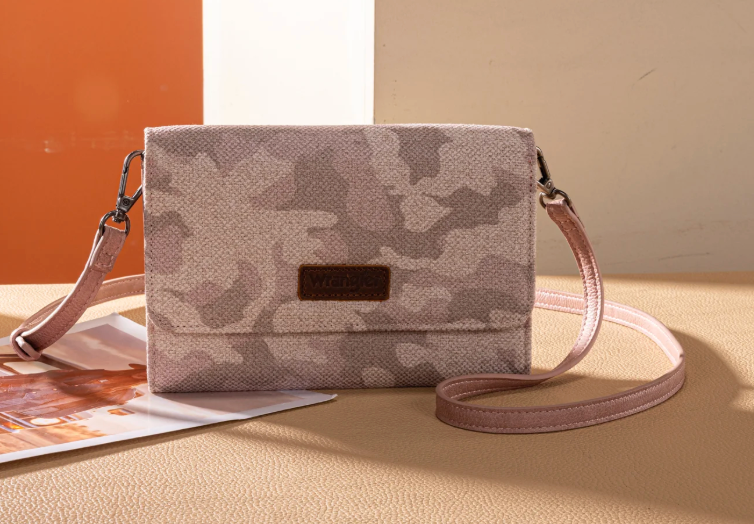 Wrangler Camo Print Canvas Clutch/Crossbody - Pink
