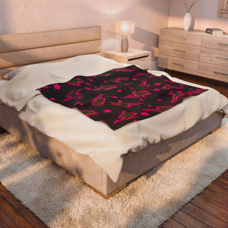 Hot Pink & Leopard Lightening Bolt Plush Blanket