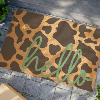 Cow Print Hello Doormat