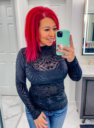 Western Glam Mesh Top