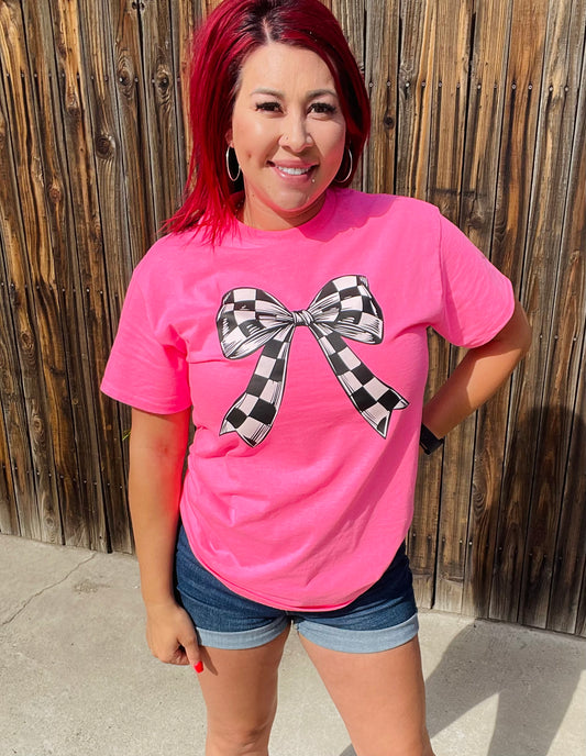 Checkered Bow Tee