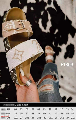 Boujee Olive White Tan Slides