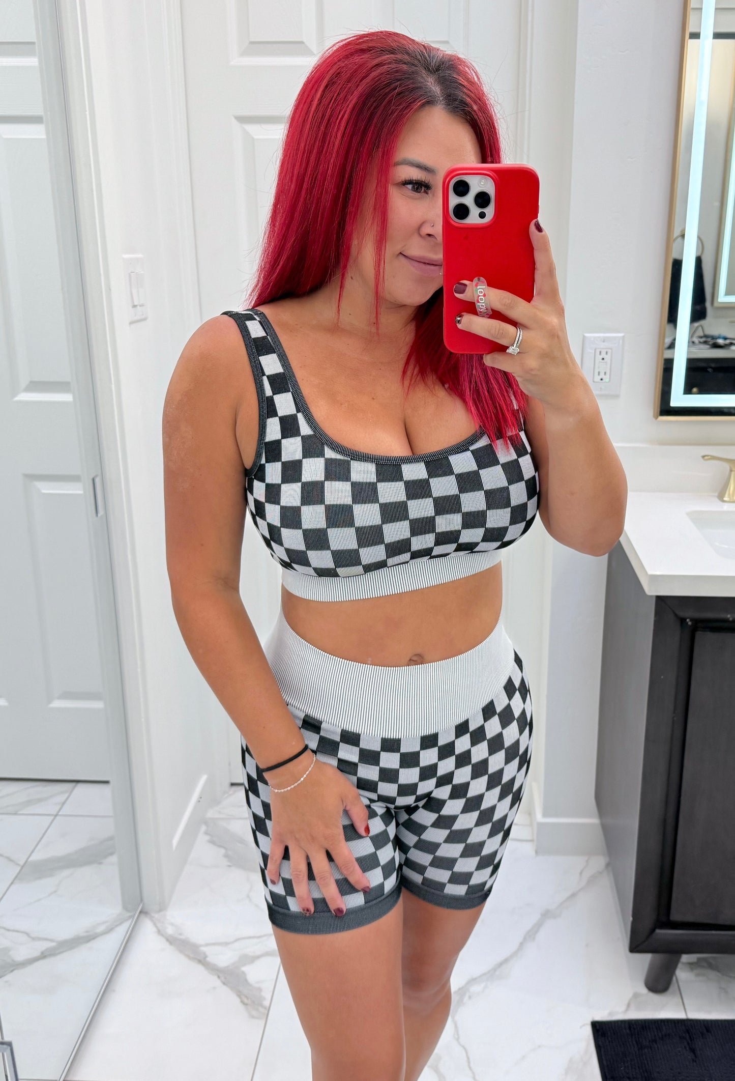 Checkmate Bra and Biker Short Set - Black