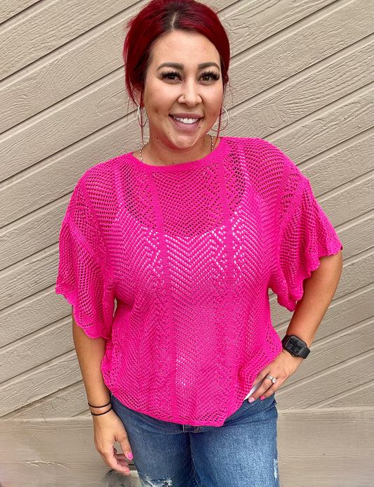 Megan Knit Top - Hot Pink