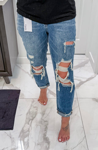 Dakota Destroyed Mom Jeans