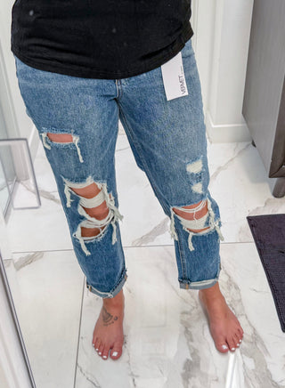 Dakota Destroyed Mom Jeans