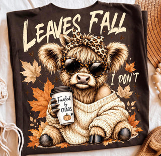 Leaves Fall Highland Cow T-Shirt