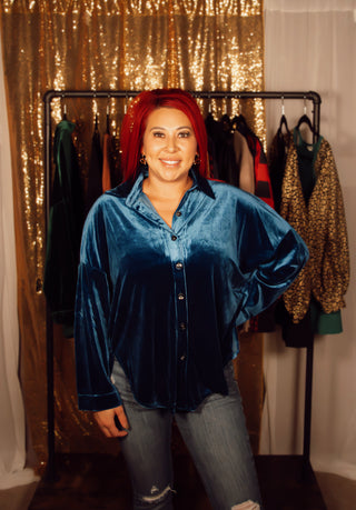 Kendall Velvet Top - Teal