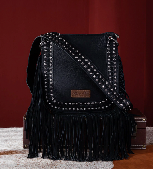 Wrangler Rivets Fringe Concealed Carry Crossbody - Black