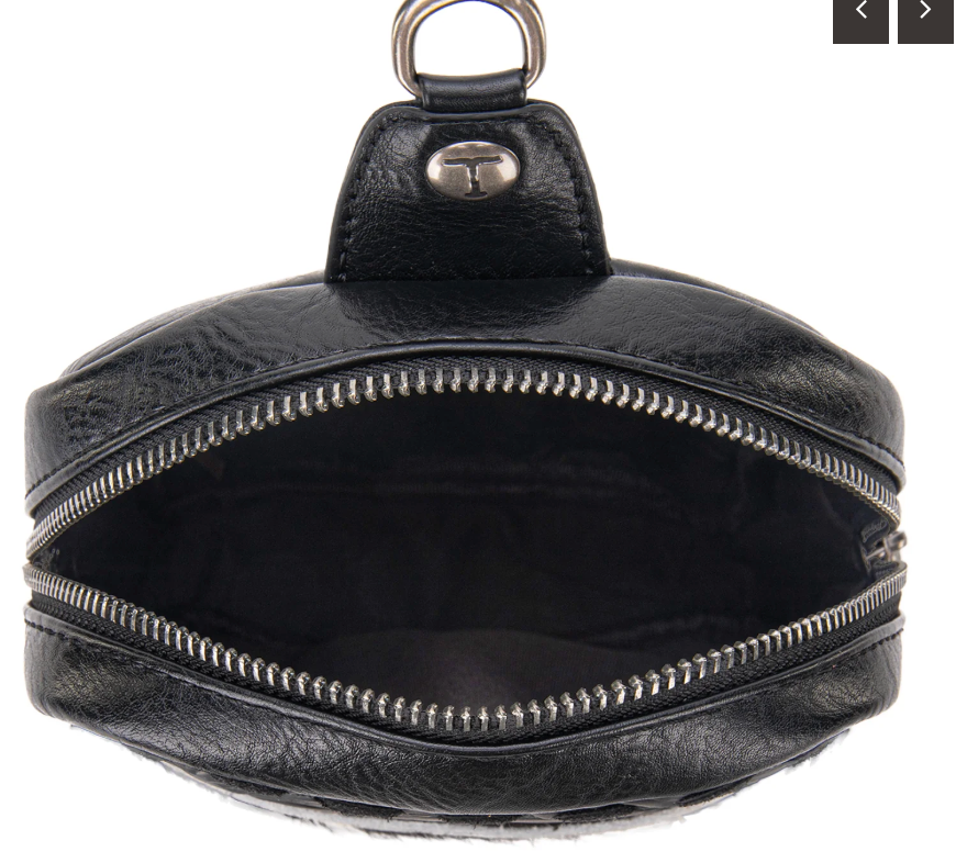 Trinity Ranch Genuine Hair-On Cowhide Tooled Fringe Sling Bag - Black