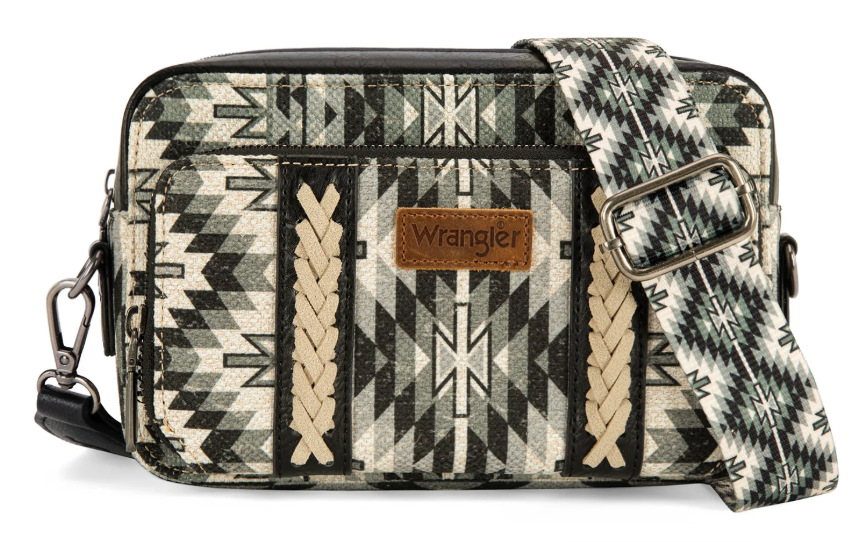 Wrangler Southwestern Pattern Crossbody Purse - Black