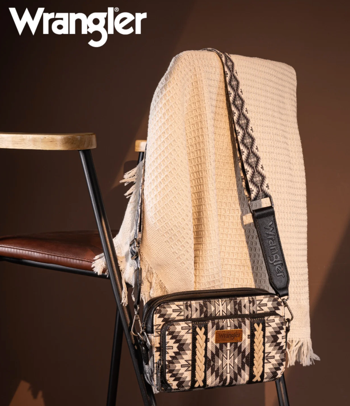 Wrangler Southwestern Pattern Crossbody Purse - Black