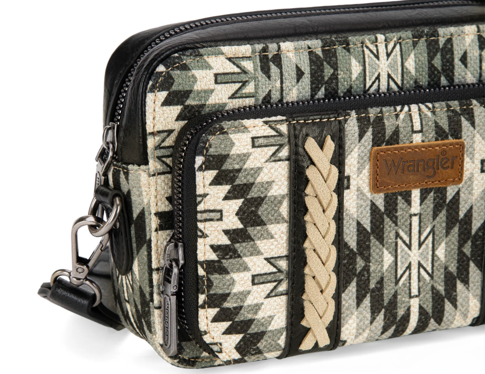 Wrangler Southwestern Pattern Crossbody Purse - Black
