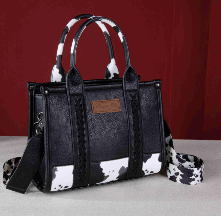 Wrangler Cow Print Concealed Carry Tote/Crossbody - Black