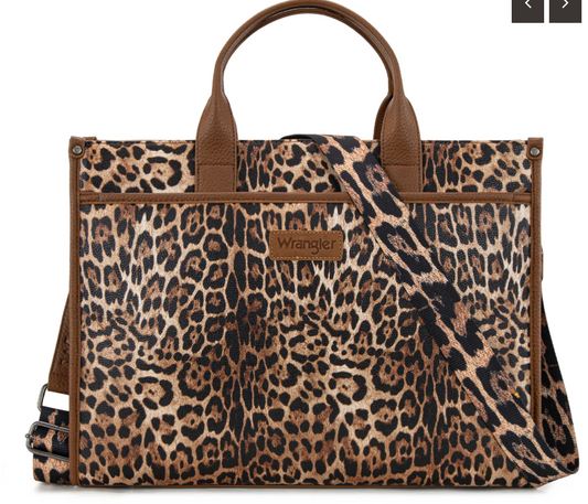 Wrangler Carry-All Large Tote Work Tote /Crossbody - Leopard