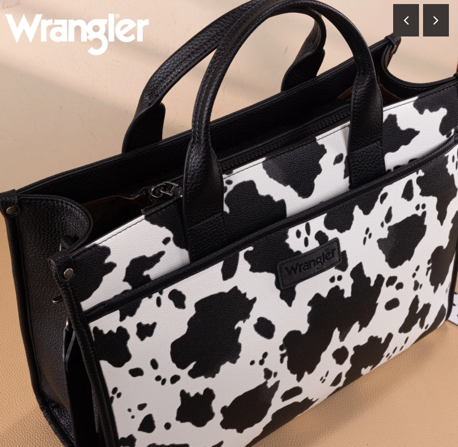 Wrangler Carry-All Large Tote Work Tote /Crossbody - Cow-Black