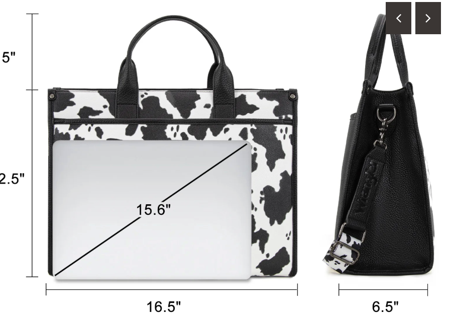 Wrangler Carry-All Large Tote Work Tote /Crossbody - Cow-Black