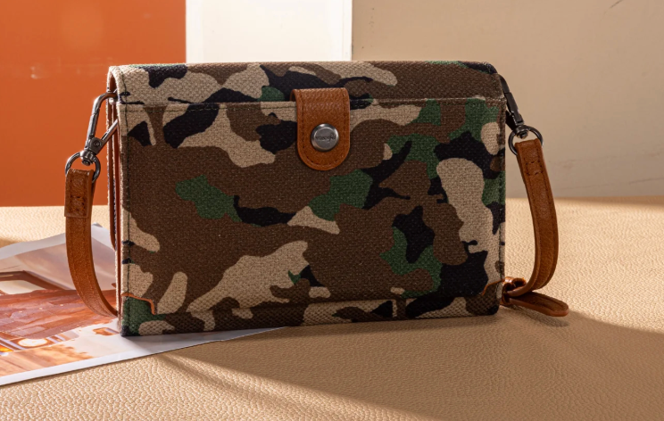 Wrangler Camo Print Canvas Clutch/Crossbody - Green