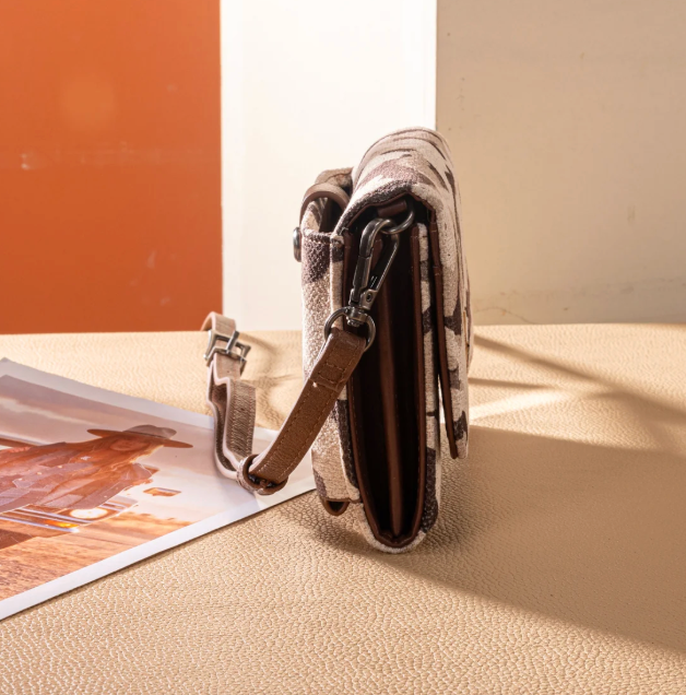 Wrangler Camo Print Canvas Clutch/Crossbody - Brown