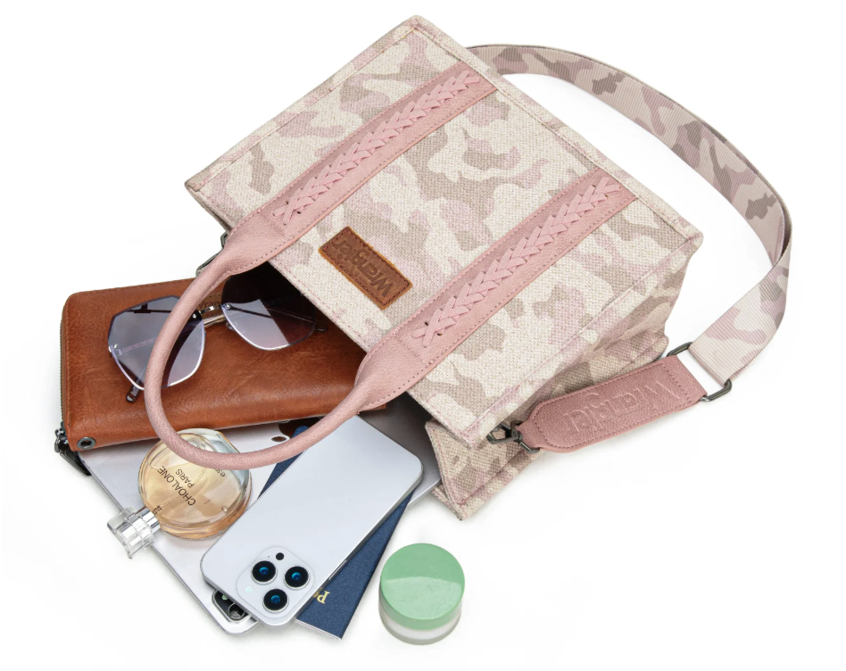 Wrangler Camo Print Tote/Crossbody - Pink