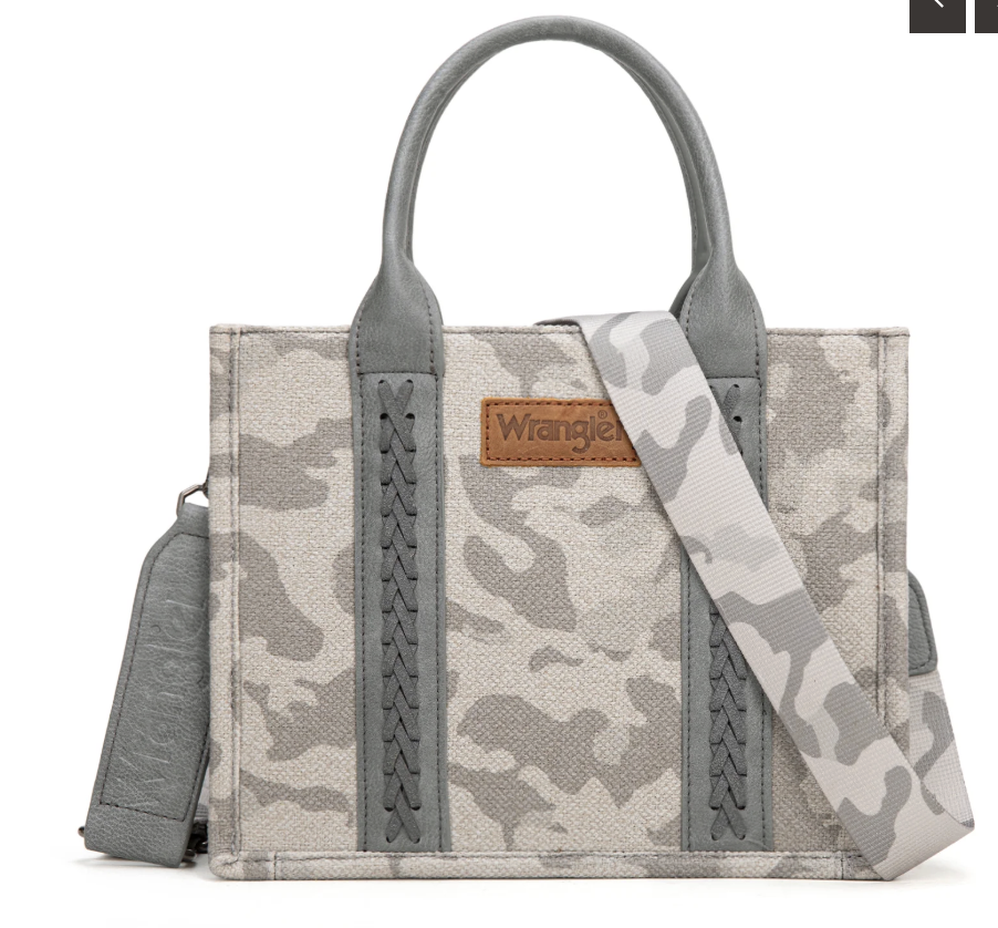 Wrangler Camo Print Tote/Crossbody -Grey