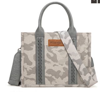 Wrangler Camo Print Tote/Crossbody -Grey