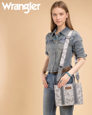 Wrangler Camo Print Tote/Crossbody -Grey