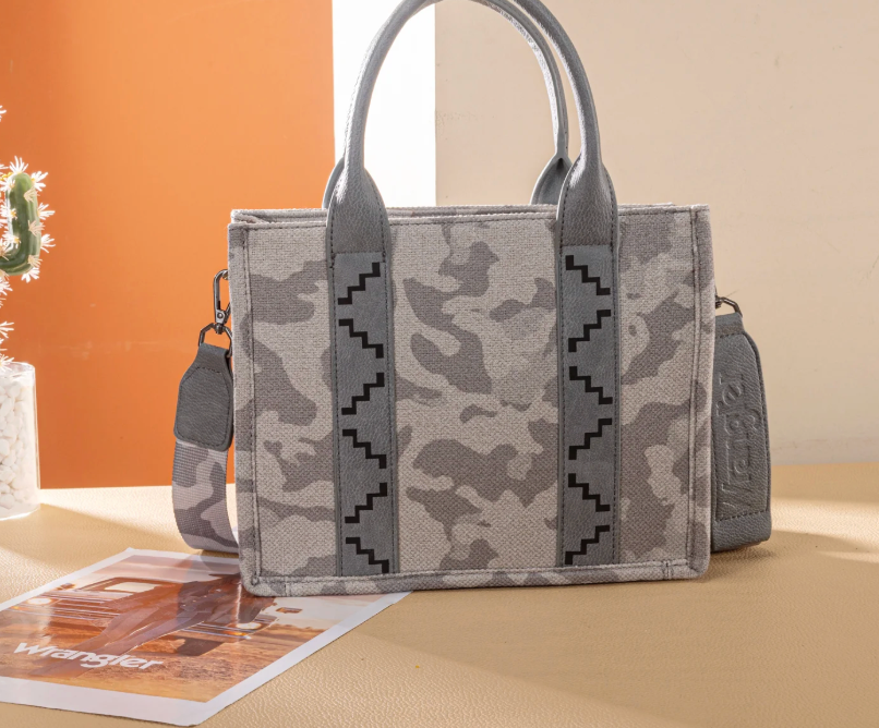 Wrangler Camo Print Tote/Crossbody -Grey