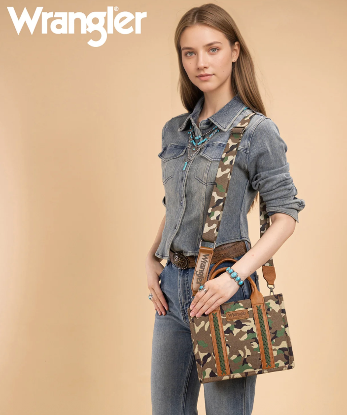 Wrangler Camo Print Tote/Crossbody -Green