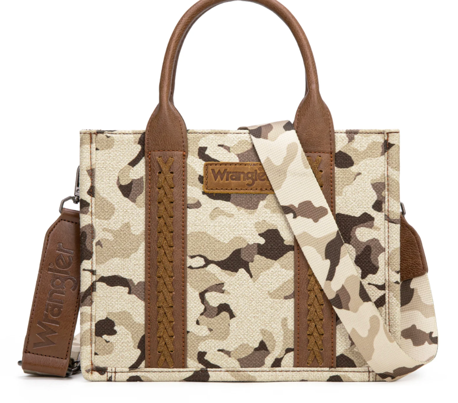 Wrangler Camo Print Tote/Crossbody -Brown