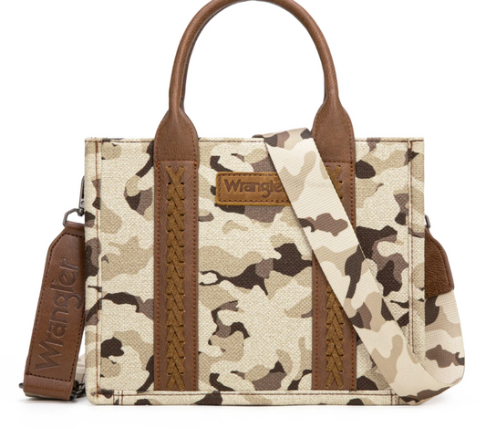 Wrangler Camo Print Tote/Crossbody -Brown