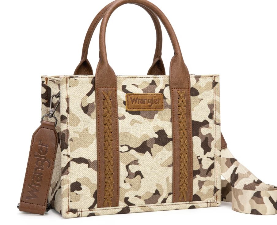 Wrangler Camo Print Tote/Crossbody -Brown