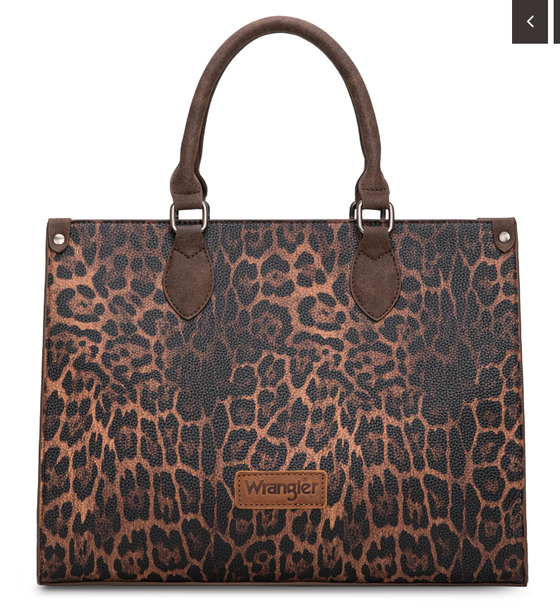 Wrangler Leopard Print Wide Tote Bag/Crossbody Coffee