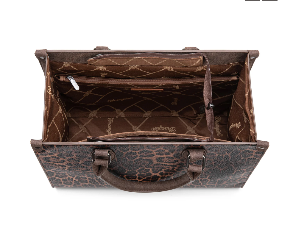Wrangler Leopard Print Wide Tote Bag/Crossbody Coffee