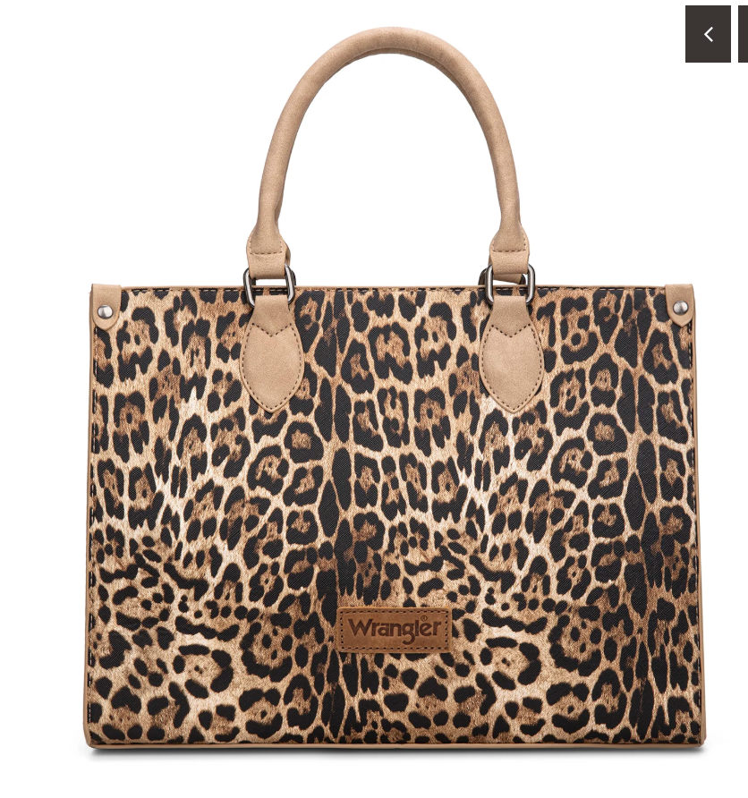 Wrangler Leopard Print Wide Tote Bag/Crossbody Tan