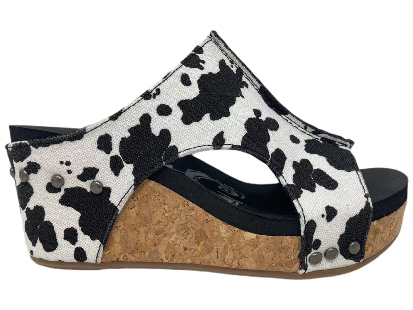 Betsy Wedges - Cow Print